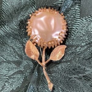 Vintage 1960's Sarah Coventry Pin Brooch Large Flower Pearl Stone
